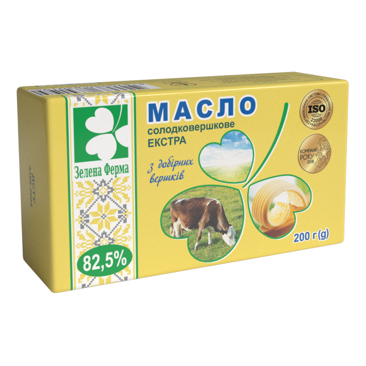 Масло ТМ Зелена Ферма , Масло солодковершкове Екстра 82,5%, 200 г,